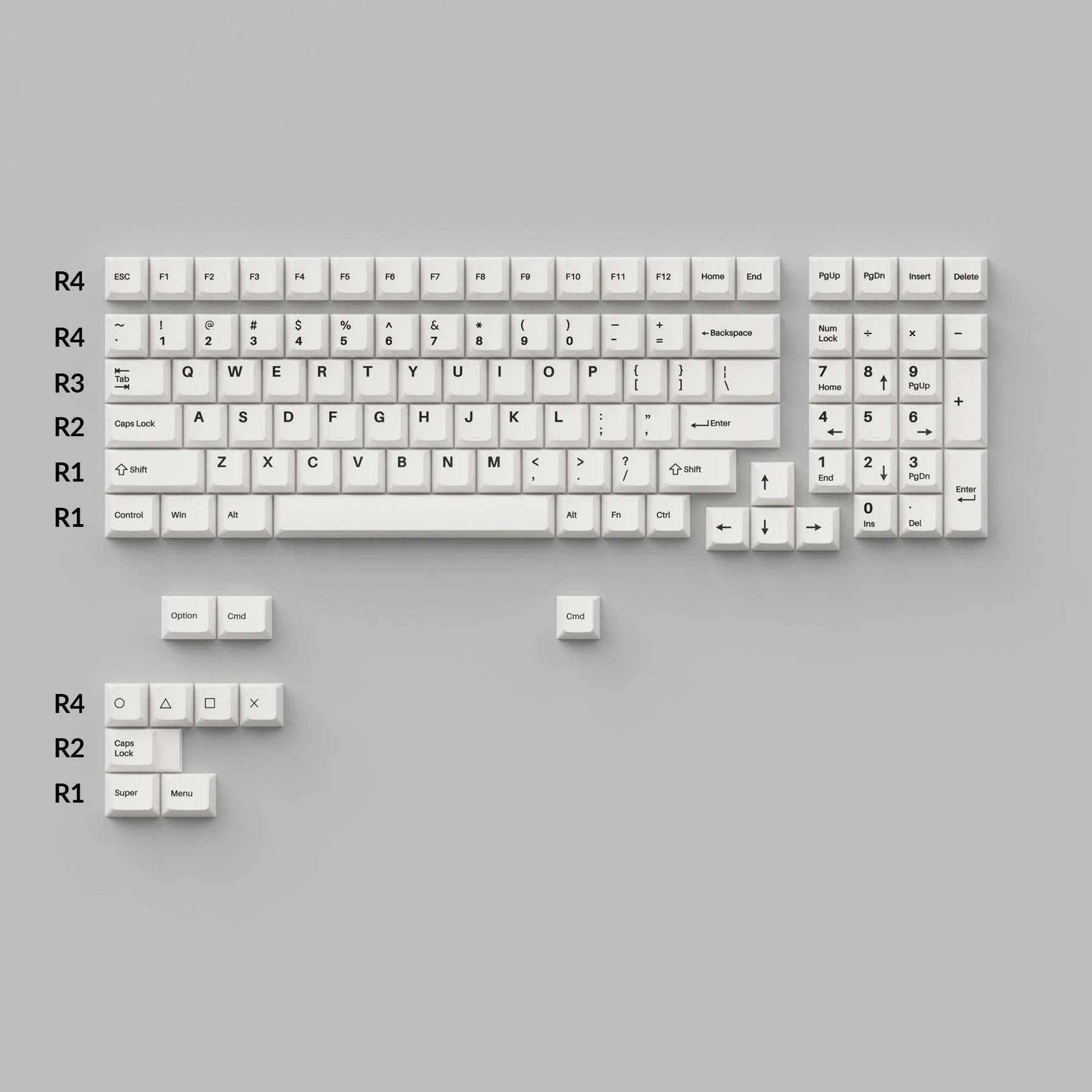 Cherry Profile Double - Shot PBT Full Set Keycaps - Black on White - Bow - Image 2