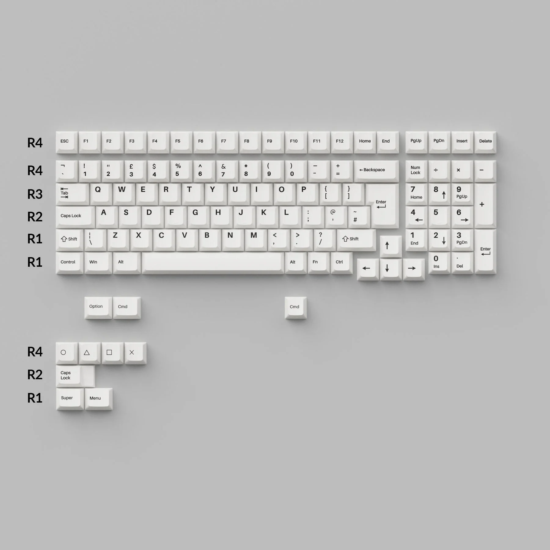 Cherry Profile Double - Shot PBT Full Set Keycaps - Black on White - Bow - Image 5