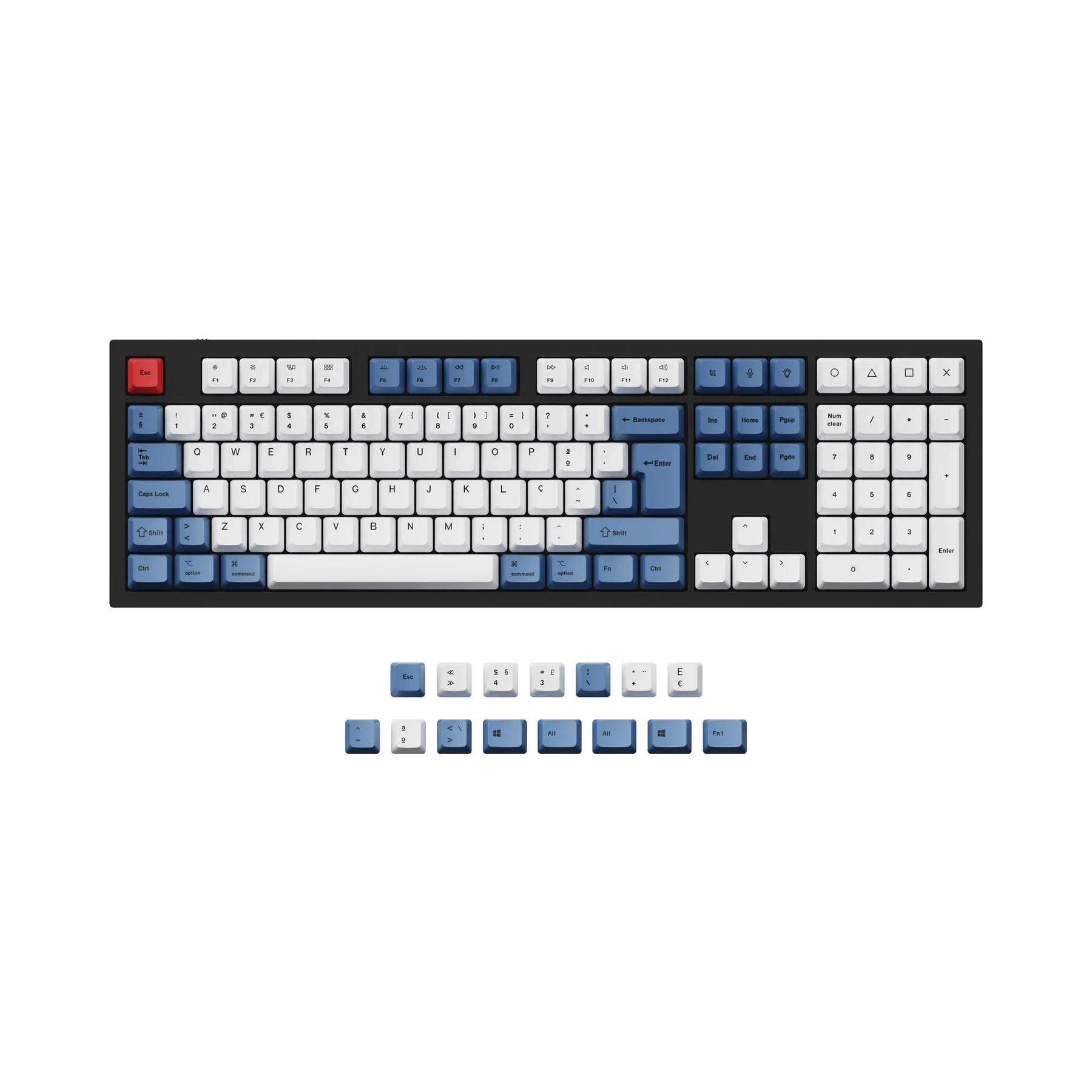 ISO & ANSI Q3 & Q4 & Q6 & K8 OEM Dye-Sub PBT Keycap Set - Blue - Image 7