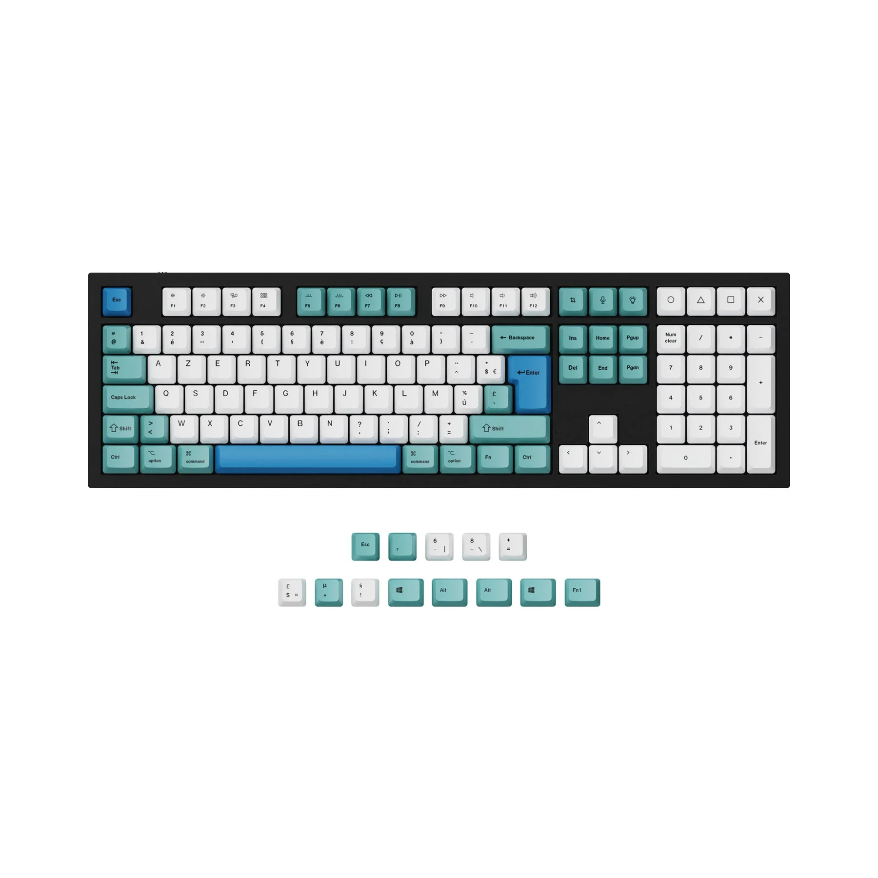 ISO & ANSI Q3 & Q4 & Q6 & K8 OEM Dye-Sub PBT Keycap Set - Iceberg - Image 4