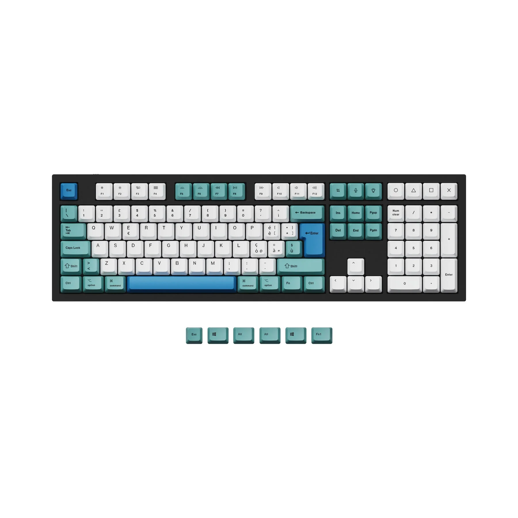 ISO & ANSI Q3 & Q4 & Q6 & K8 OEM Dye-Sub PBT Keycap Set - Iceberg - Image 8