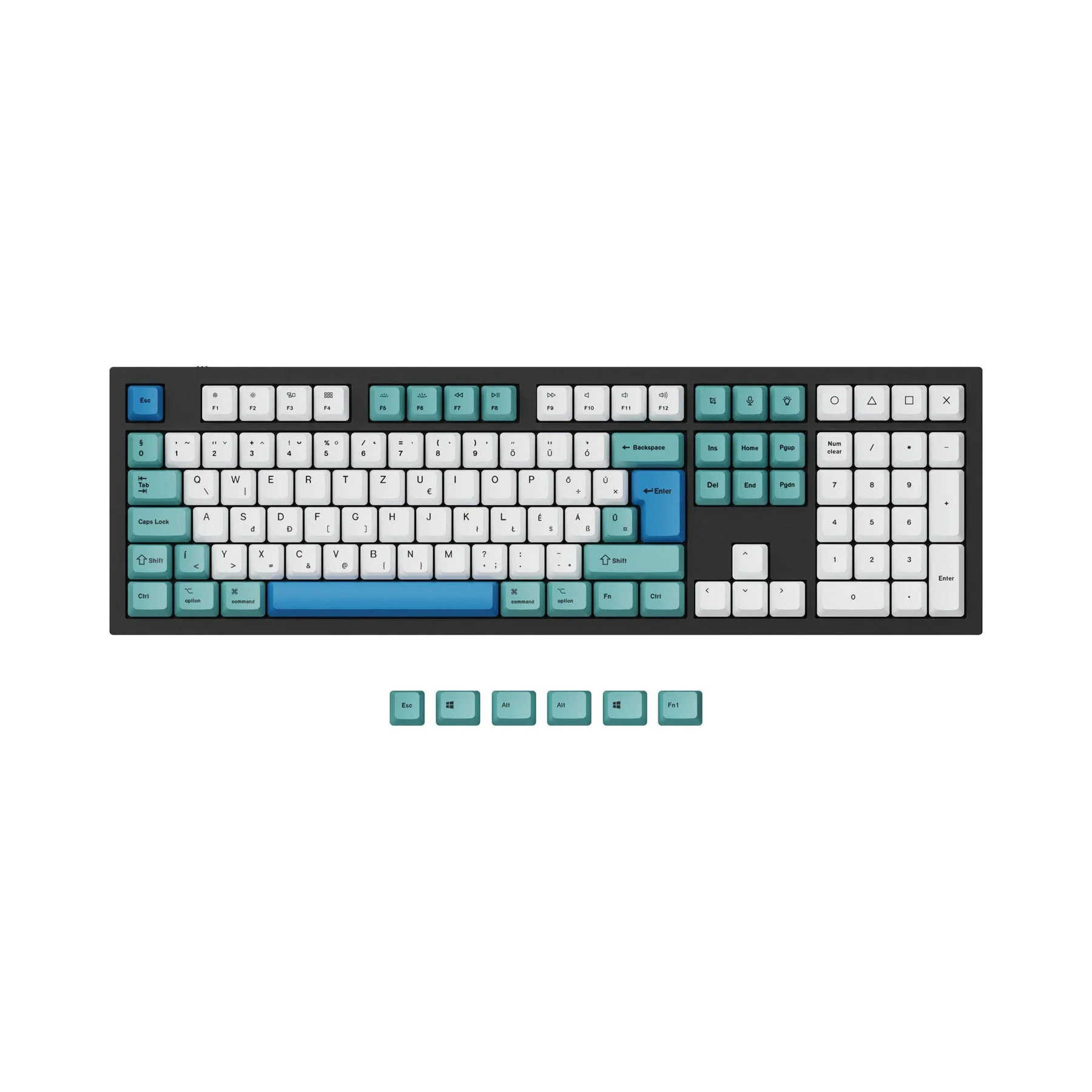 ISO & ANSI Q3 & Q4 & Q6 & K8 OEM Dye-Sub PBT Keycap Set - Iceberg - Image 9