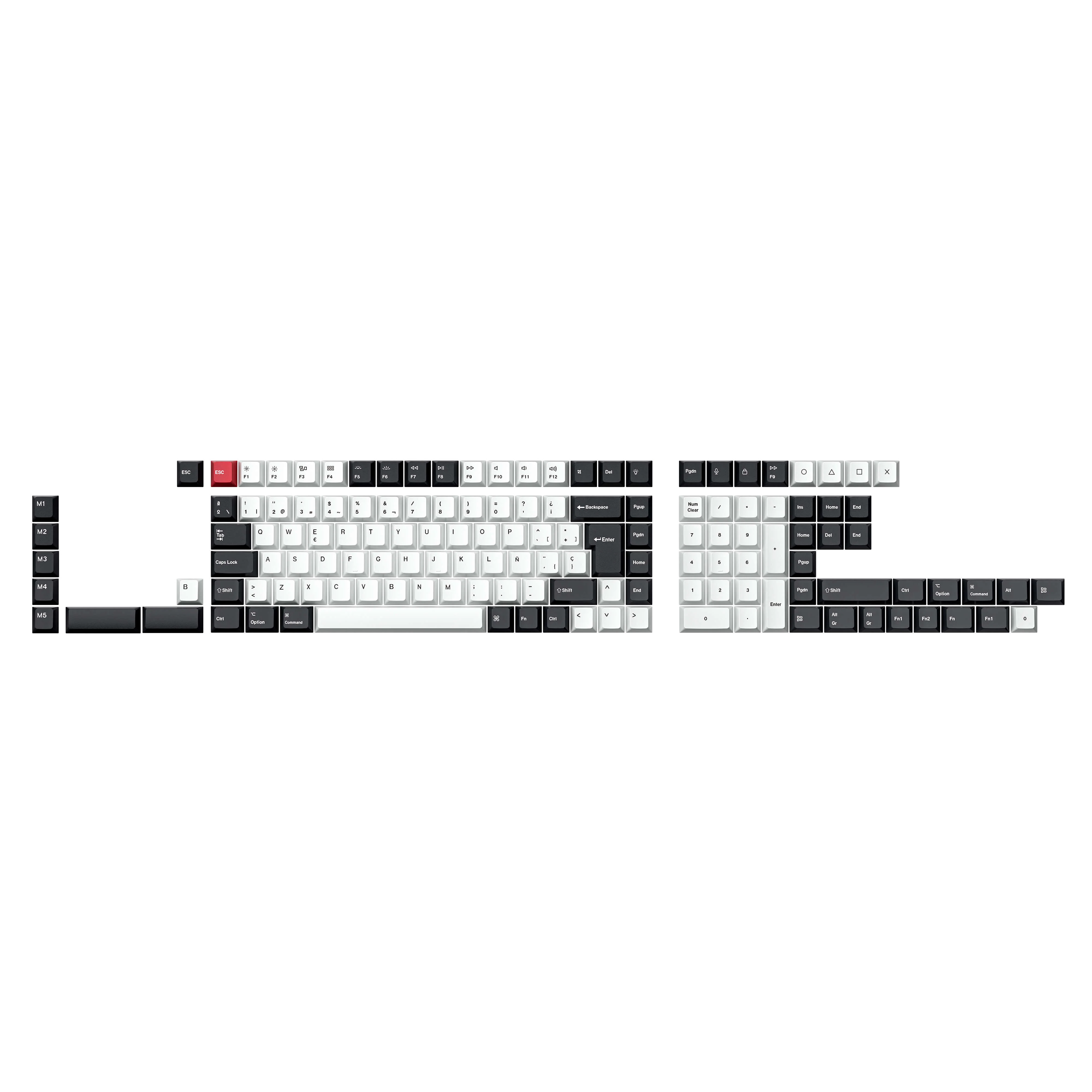 ISO Layout Cherry Profile Dye-Sub PBT Full Keycap Set - Black and White - Image 7