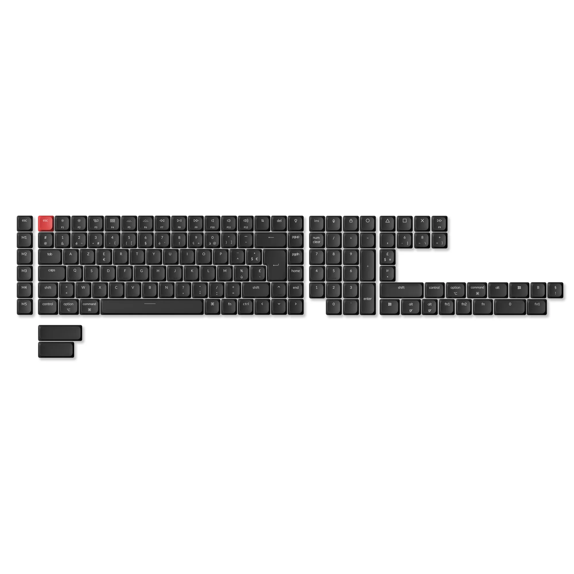 ISO Low Profile Shine-Through ABS LSA Full Set Keycap Set - Black - Image 3