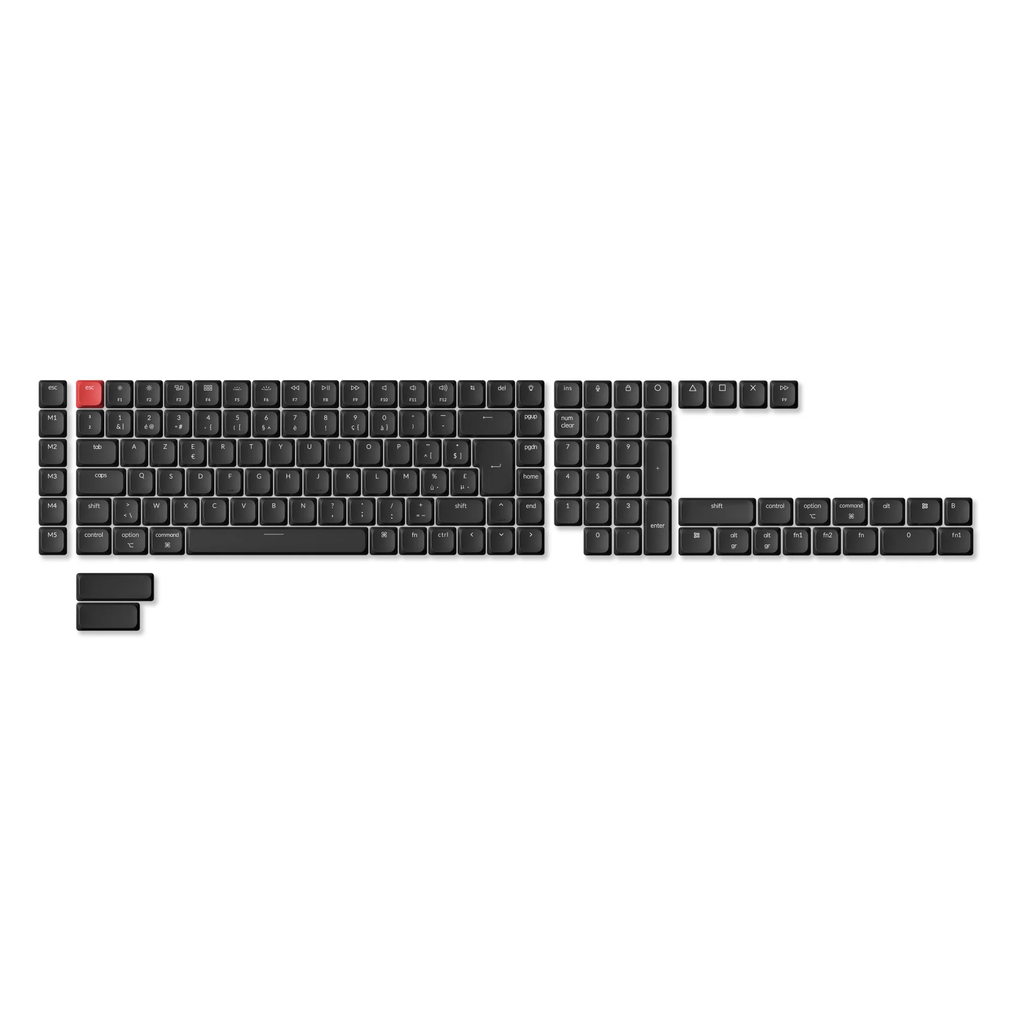ISO Low Profile Shine-Through ABS LSA Full Set Keycap Set - Black - Image 6