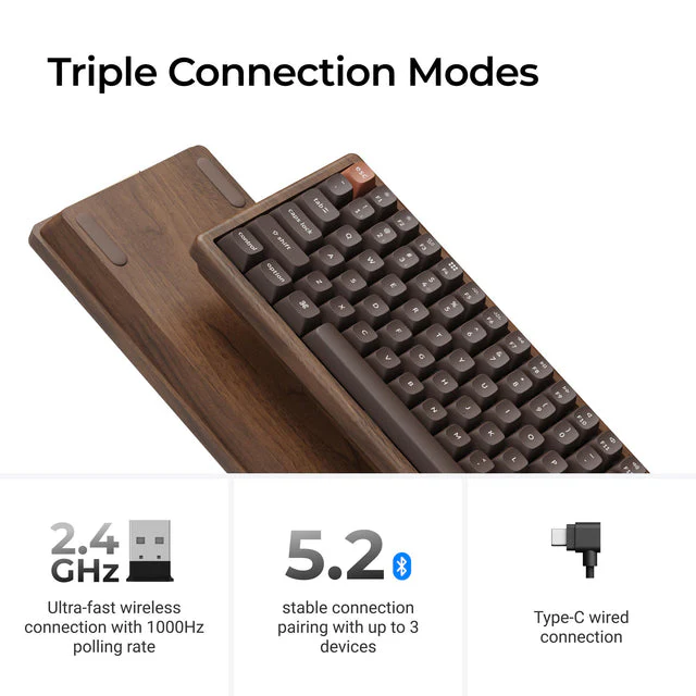 Keychron K2 HE Wireless Magnetic Switch Custom Keyboard - All-Wood Special Edition(US ANSI Layout) - Image 5