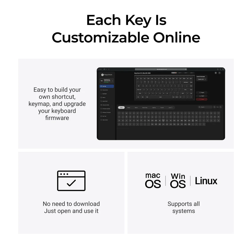 Keychron K2 Ultra 8K Wireless Custom Mechanical Keyboard (US ANSI Layout) - Image 7