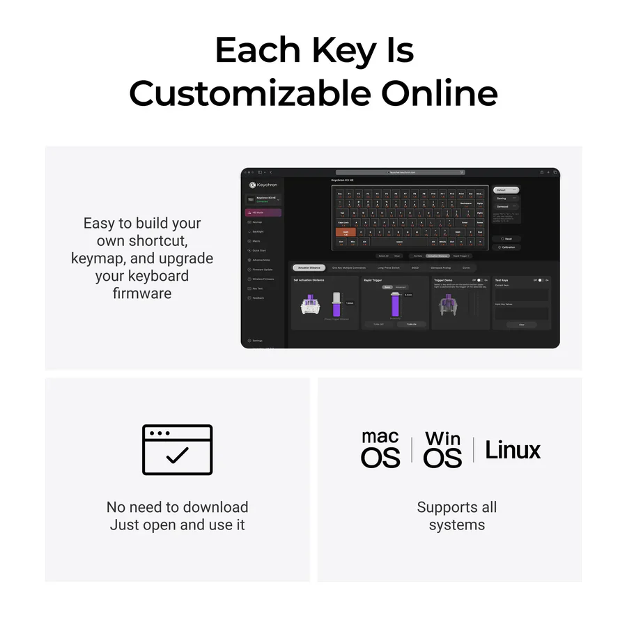 Keychron K3 HE Wireless Magnetic Switch Custom Keyboard(US ANSI Layout) - Image 9