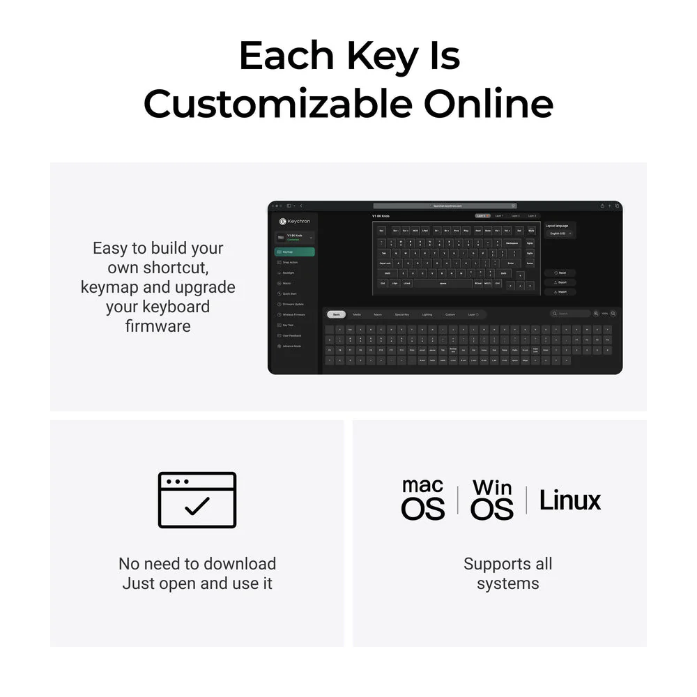 Keychron V1 8K QMK Wired Custom Mechanical Keyboard (US ANSI Layout Only Wired Keyboard) - Image 8